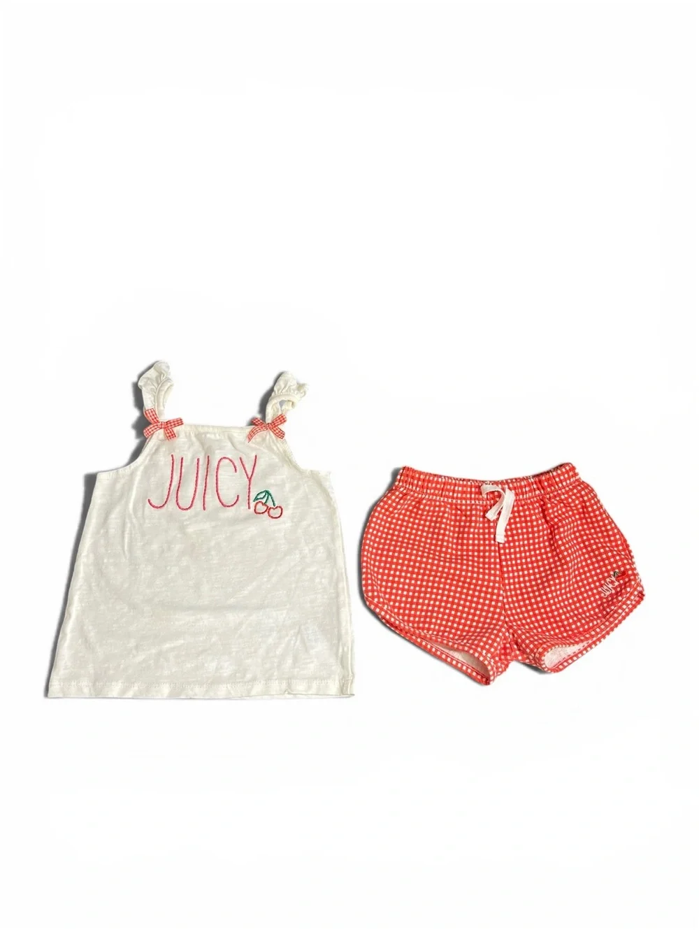 Juicy Couture Kids Set 4 Red Gingham Shorts & Tank Top Outfit
